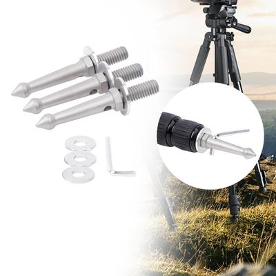 3 peças de parafusos de fixação de pés de tripé de câmera antiderrapantes monopés picos de aterramento 3/8"