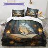 Magic Owl Pattern Bedding Home Decoration Birthday Gift (1 * Duvet Cover + 2 * Pillowcase, Without Core)