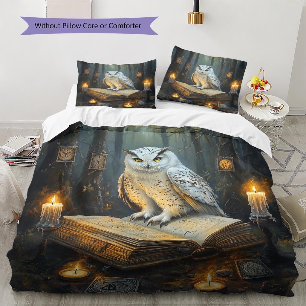 Magic Owl Pattern Bedding Home Decoration Birthday Gift (1 * Duvet Cover + 2 * Pillowcase, Without Core)