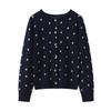 Lekasha Women's Fashionable Cashmere Polka Dot Knit Cardigan