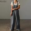 ZANZEA Women Summer Lace-Up Loose Wide-Leg Overalls
