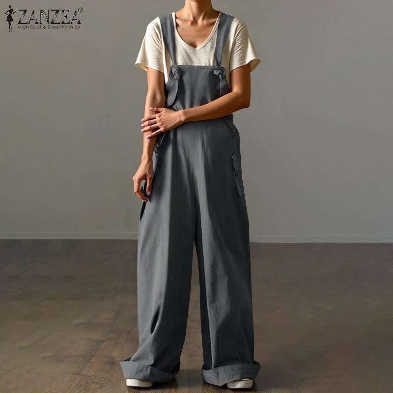 ZANZEA Women Summer Lace-Up Loose Wide-Leg Overalls