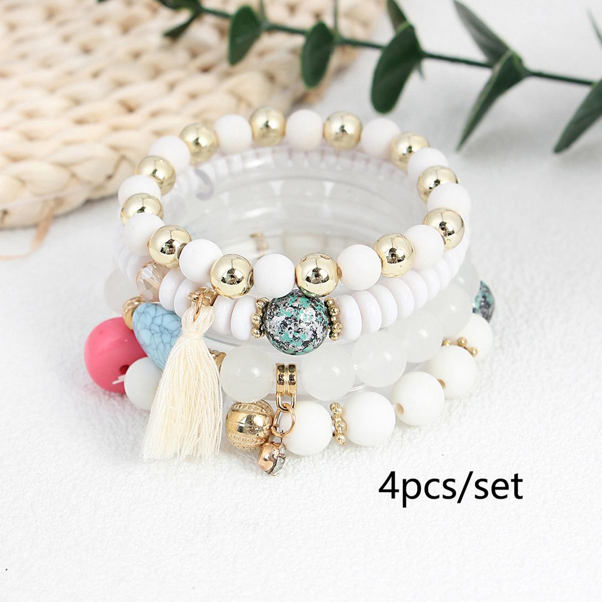 

JYL TS Bracelet Bohemian Love Tassel Set Attracts Joy & Positive Energy White регалії кольору