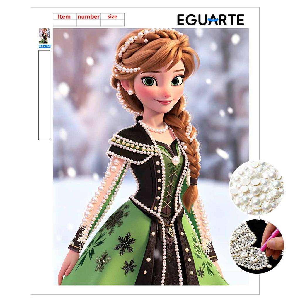 Disney Pearl Painting Frozen Anna 5D DIY Pearl Picture Crafts for Adults/Beginners Gift Ideas Home Decor