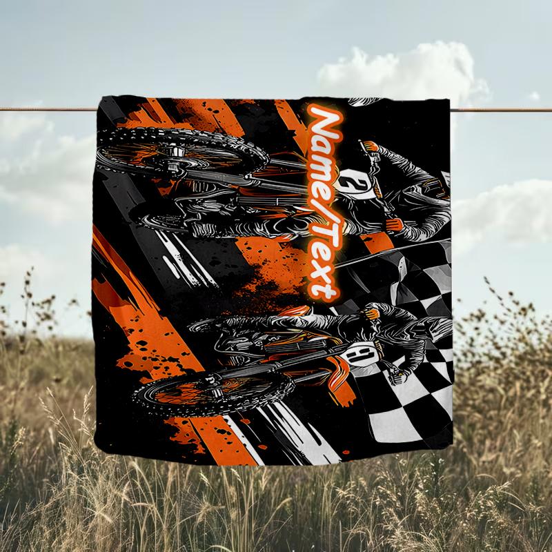 1PC Custom Name Motocross Thrill outdooor Flannel blankets Throw Blanket All-Season Throw Gift Bedspread for Couch, Bed, Camping Holiday Birthda