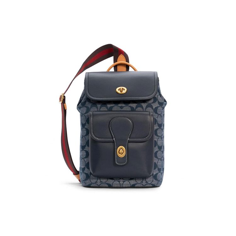 Coach Heritage 19 Classic Monogram Canvas Leather Chambray Handheld Crossbody Shoulder Bag Small Men bags Denim C4031-B4DE Basic Set (Bag+Dust Bag)