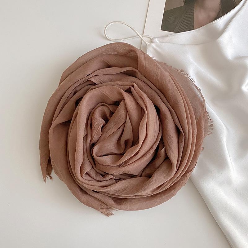 Thin Women's Desert Shawl Color Winning Cotton and Linen Beige Versatile Scarf Xinjiang Travel Sunscreen Scarf