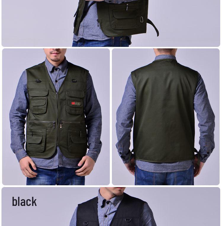 Vestă de pescuit de exterior pentru bărbați, respirabilă, cu buzunare multiple, pentru primăvară/toamnă