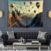 2D European City Backdrop Moscow Cathedral with Colorful Hot Air Balloons Party Photo Background