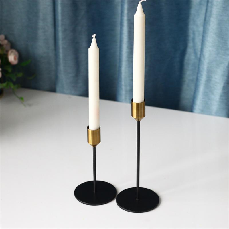 Dining Table Living Room Wedding Metal Decoration High Golden Candlesticks Black Candle Holder 2 Piece Set