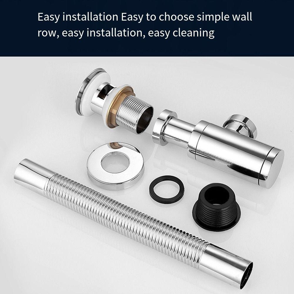 Adjustable Height Round P-Trap Waste Pipe Kit Siphon Drainer Plumbing Tube  Kitchen