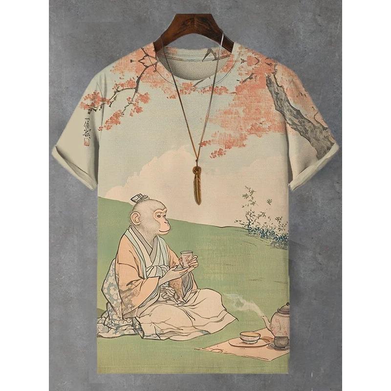 Men's Funny Animal Printed T-Shirts Short Sleeved Tees Tops 3D Prints T-hirts Summer Casual Men's Clothing Oversized Pullover