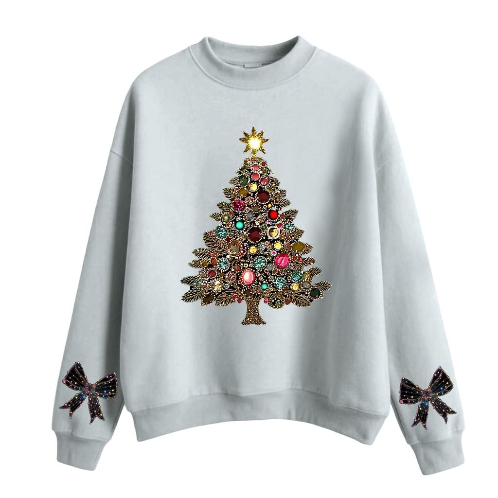 Women's Fashion Casual Round Neck Long Sleeve Christmas Printed Sweatshirt