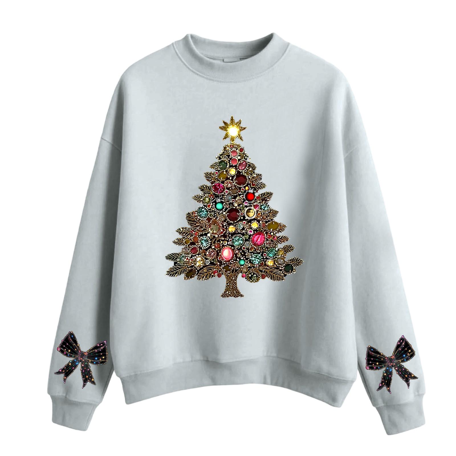 

Women s Fashion Casual Round Neck Long Sleeve Christmas Printed Sweatshirt L