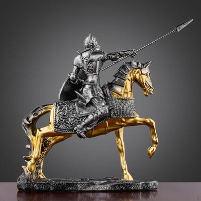 Figurka rytíře Pryskyřičná socha Retro styl Kolekce Jemná stolní ozdoba Socha válečníka pro