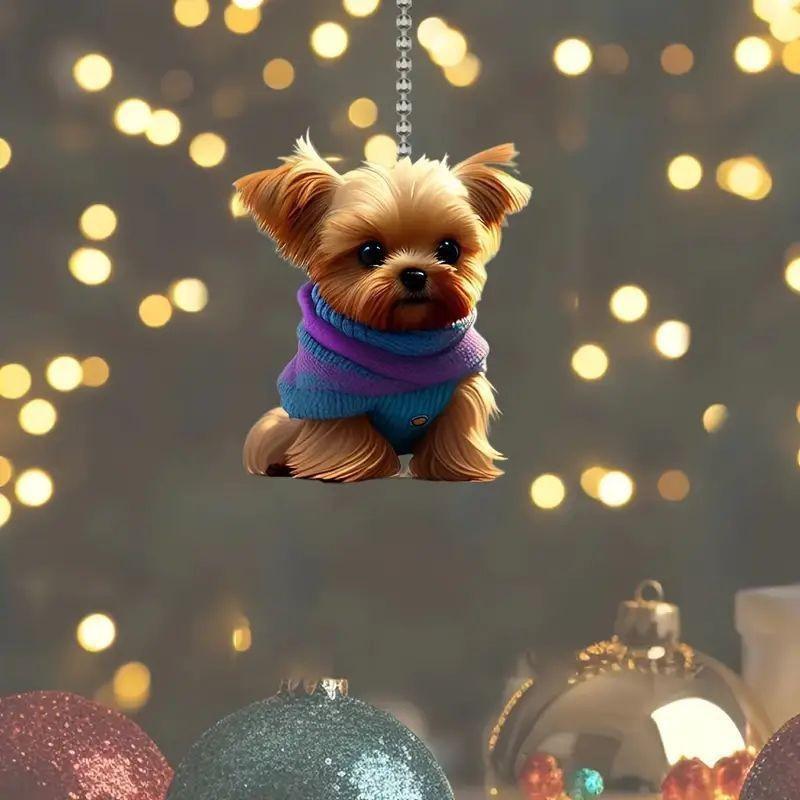 New Acrylic Flat Scarf Puppy Car Pendant Decoration Keychain Decoration Backpack Pendant Decoration