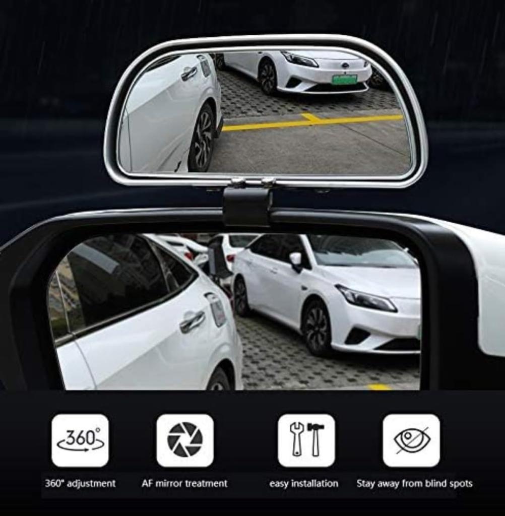 Taefyiasz Car Side Mirror, Auxiliary Mirror, Wide Angle, Magnified View, Universal Type, Easy to Install, Improves Night Visibility