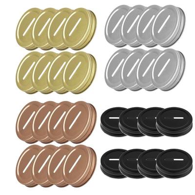 8Pcs 70mm Polished Universal Jars Lids Stainless Steel Penny Bank Caps Coin Slot Bank Lid Canning Jar Inserts Wide Mouth Lids.