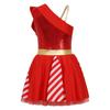 Girls Christmas Candy Cane Costume Tutu Dress with Sequins Stripes for Xmas Party Figure Skating Dance