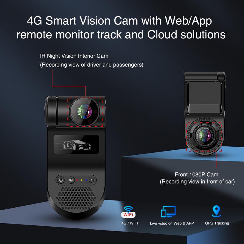 Dual Lens 4G HD Dash Cam for Fleet Management with Wide-Angle Remote Monitoring