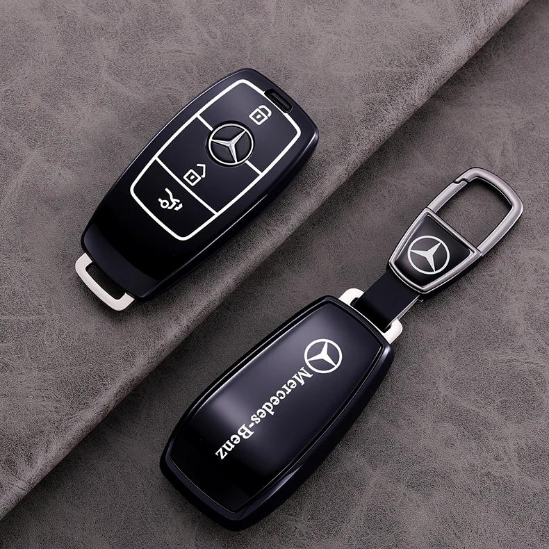 Suede Leather Car Key Case For Mercedes Benz E Class W213 W205 E200 E260 E300 E320 AMG CLA 2018 2019 2020 Remote Fob Shell Case PJ1
