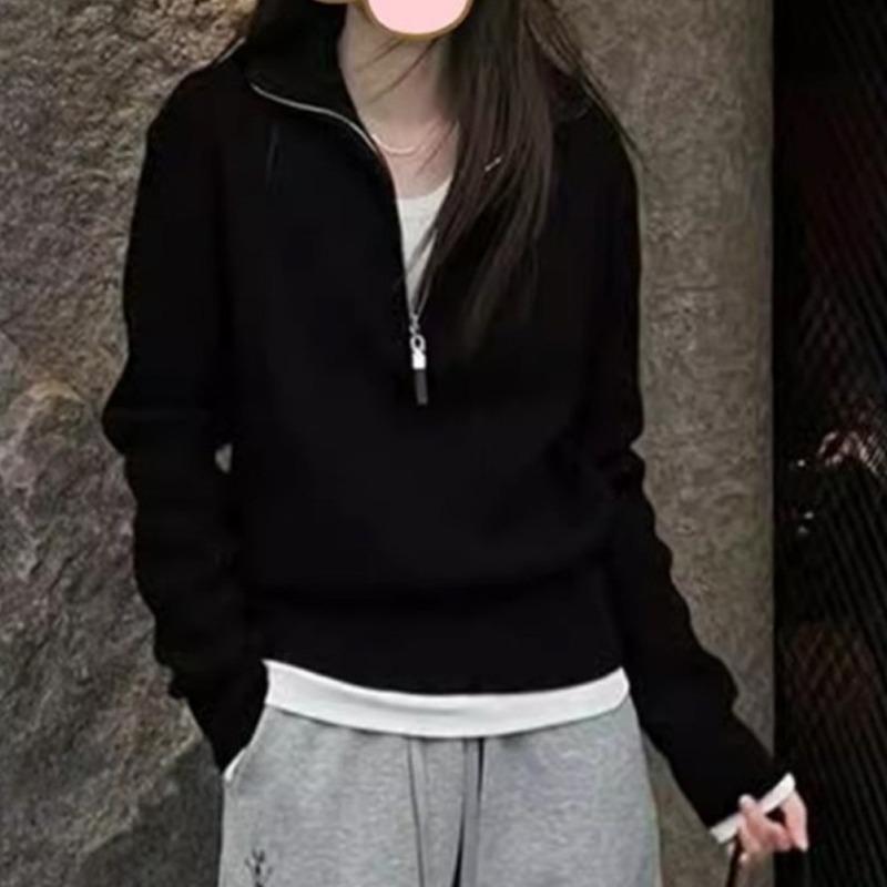 Fashion Half-zipper Turtleneck Women's Sweater Autumn and Winter New Long Sleeve Inner Knitted Pullover Sweaters Elegant Simple Top Clothes 2503