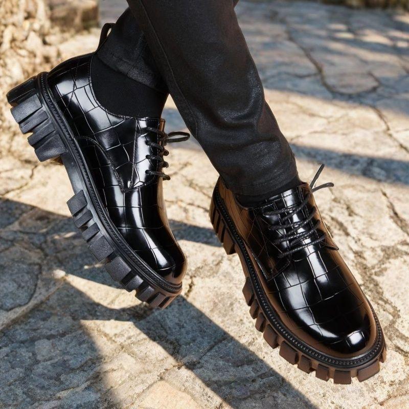 Fashion Men's Leather Shoes Fad Business Big Head Leather Shoe British Platform Soft Bottom Shoes Men Wedding Party Quality Dress Shoes