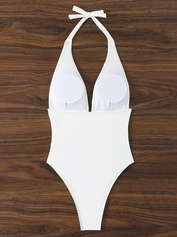 Halter Top Bathing Suit Woman Swimsuits One Piece Swimwear Women's 2026 Trend V Neck Beachwear Female Monokini Summer Bodysuit