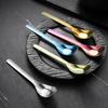 Flacher Boden Titanlöffel Hämmer Muster Esslöffel Spülmaschinenfest Langer Griff Küche Suppe Reis Eis Dessert Löffel