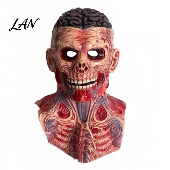 Professional Cosplay Props for Party Scary Zombie Head Masque, Adults Horror Latex Full Hood Secret Room Escape Game Prop Realistic Creepy Skeleton
