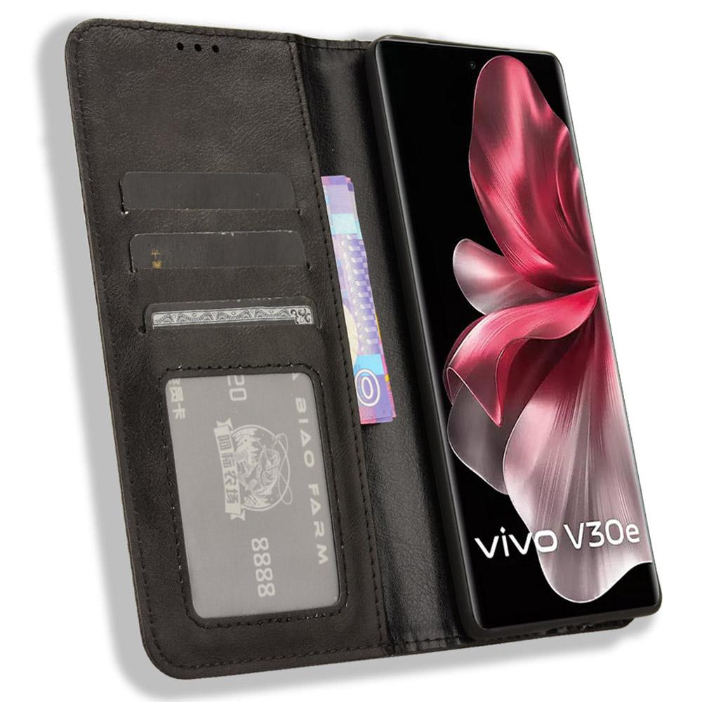 

For vivo V30e 5G/V40 Lite 5G Cover Magnetic Closure Wallet Stand Wholesale Phone Case Black