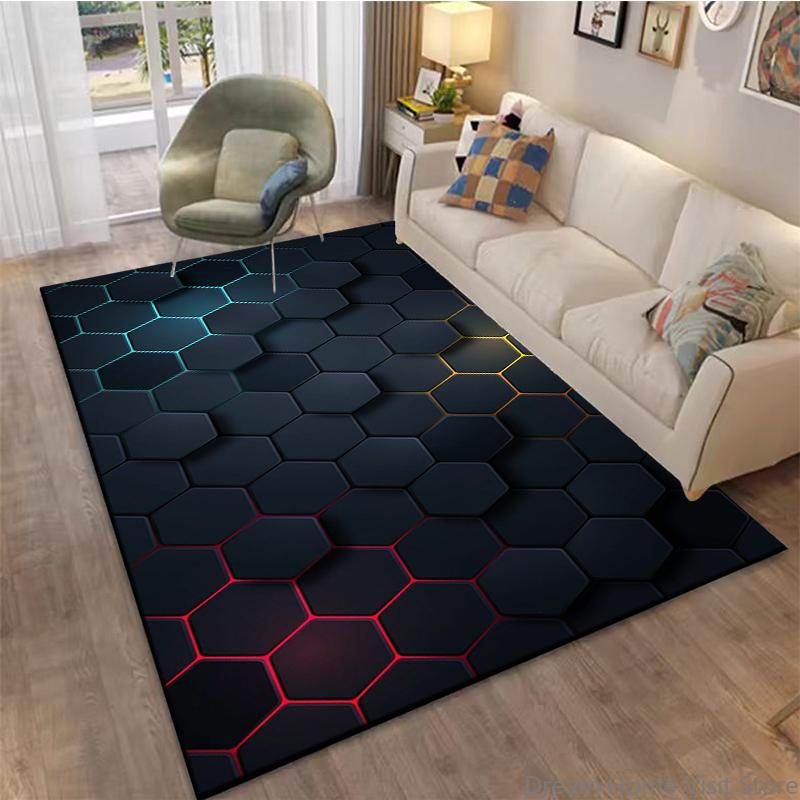 3D Abstract Mirror Geometric Illusion Area Rug Carpet for Home for Living Room Bedroom Sofa Decor Kids Play Non-slip Floor Mat