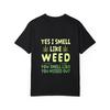 Crewneck T Shirt White Weed Leaf and Text Print Casual Wear for Men
