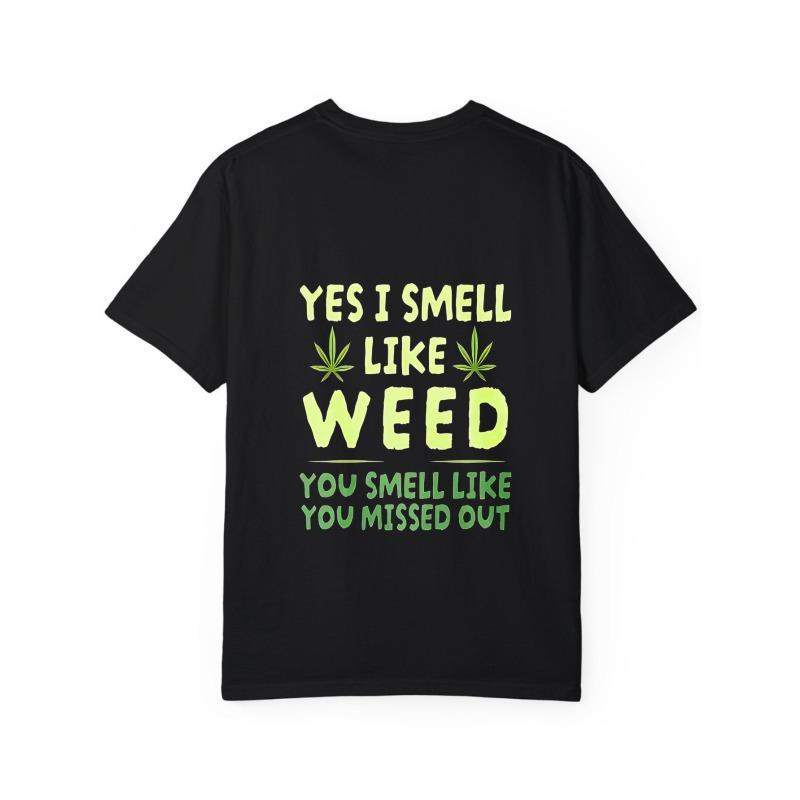 Crewneck T Shirt White Weed Leaf and Text Print Casual Wear for Men