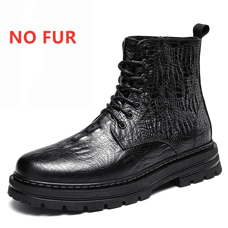 

Winter Cowhide Thick Bottom Men s Cowboy Ankle Boots Designer Luxury Casual Round Toe Zip Business Formal High Top Men Shoes 36
