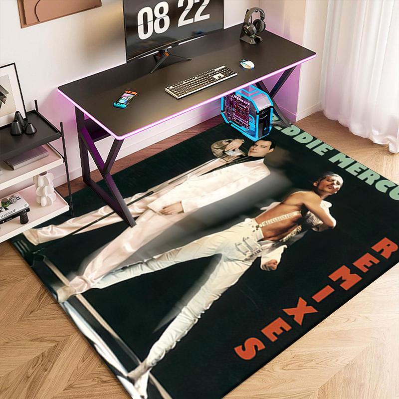 1pc Freddie Mercury album poster Carpet Rug for Living Room Bedroom Home Sofa Decoration,Kids play Non-slip Floor Mat