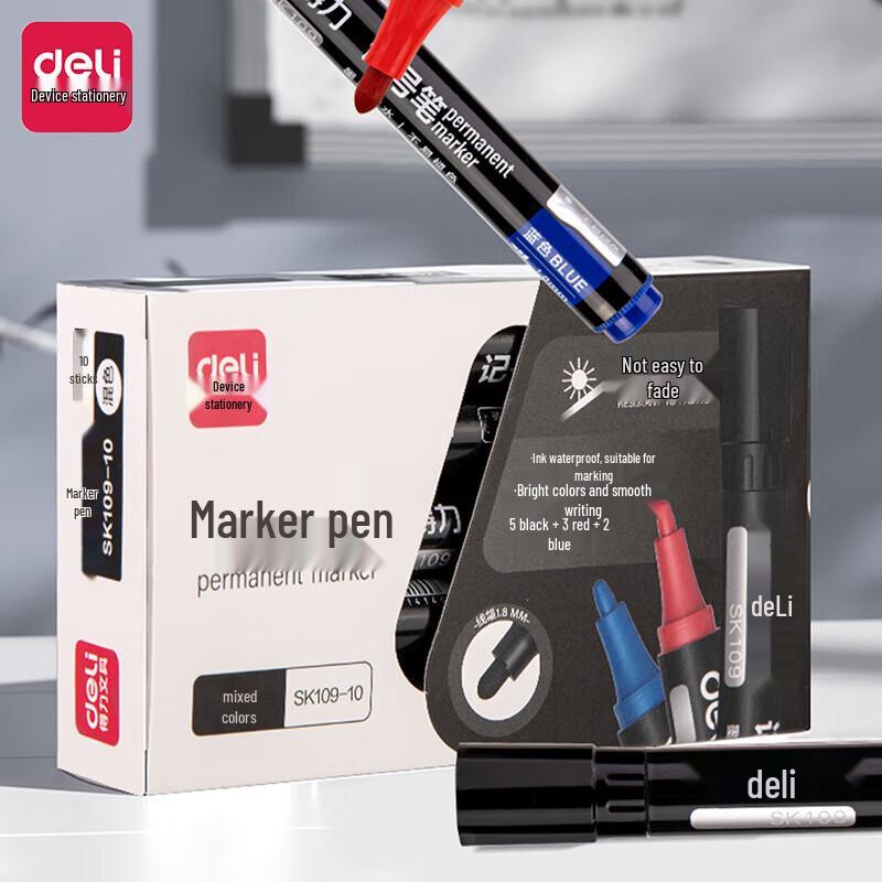 Deli Multi-purpose Fine Tip Oil-Based Marker Pens