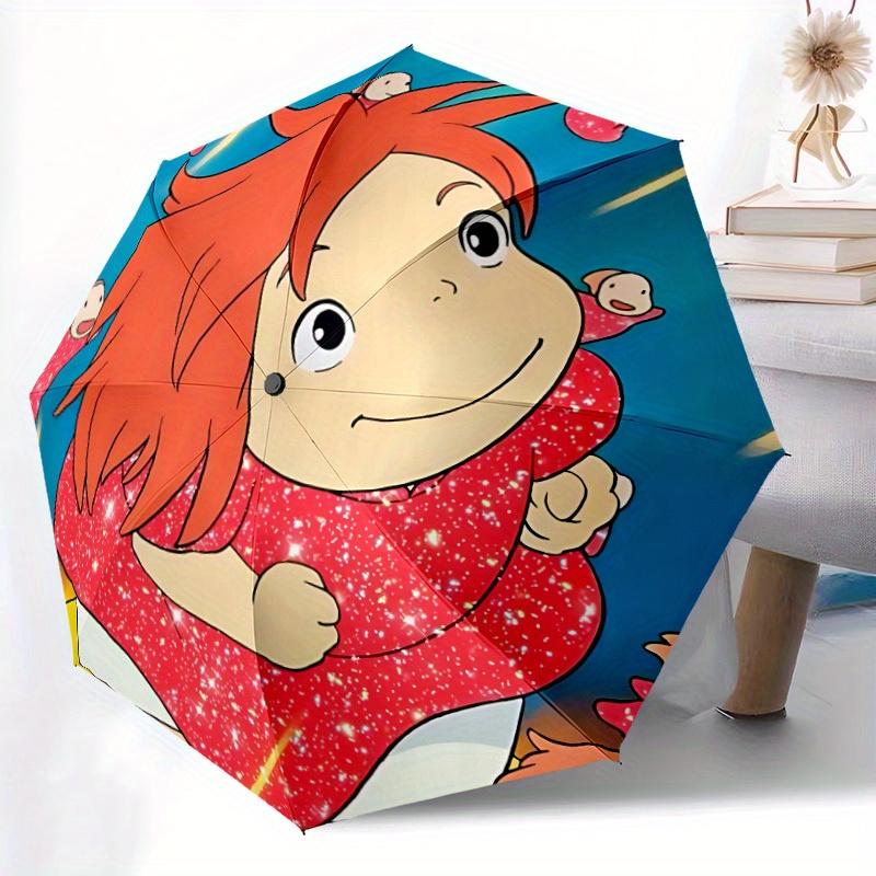 Ponyo Automatic Folding Umbrella, Self-Opening/ Closing, Durable Windproof Travel Umbrella for Outdoor Adventures a0826072