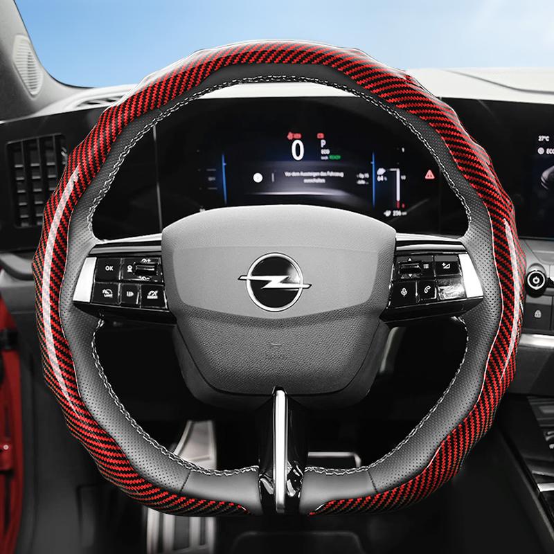 Suitable for Opel Carbon Fiber Texture Steering Wheel Cover Snap-On Wave-Shaped Sports Design Protective Shell Corsa Nouveau Mokka Astra Gse Grandla
