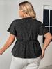 Summer Casual Plus Size Loose V Neck Tops Women Elegant Chic Natural Polka Dot Short Sleeve Top Female Vintage Design Bowknot Flounce Blouse Lady