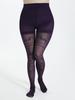 Women's Plus Size Abstract Linear Jacquard High Rise Pantyhose - 40 Denier Stretchy Stockings for Casual Wear