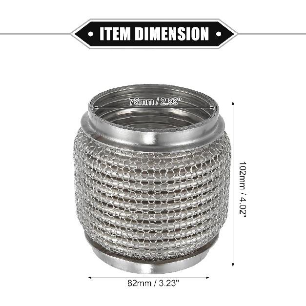 Car Exhaust Flexible Pipe, 76x102mm 2.99"x4.02" Exhaust Flex Connector Pipes Bellows Universal for Car Durable Stainless Steel Silver Tone