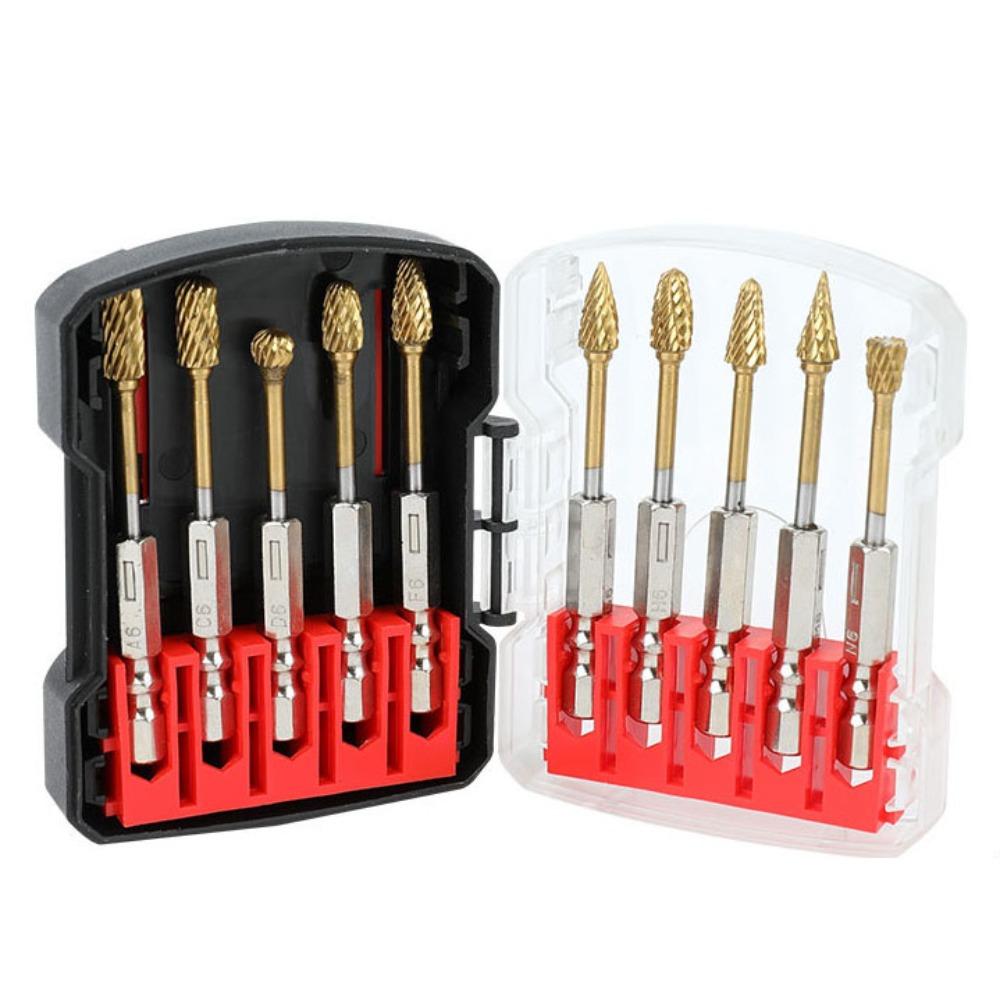 

10pcs/set Double Slot Grinding Drill Bit 6.35mm Electric Grinding Tool Durable Rotary File Stone