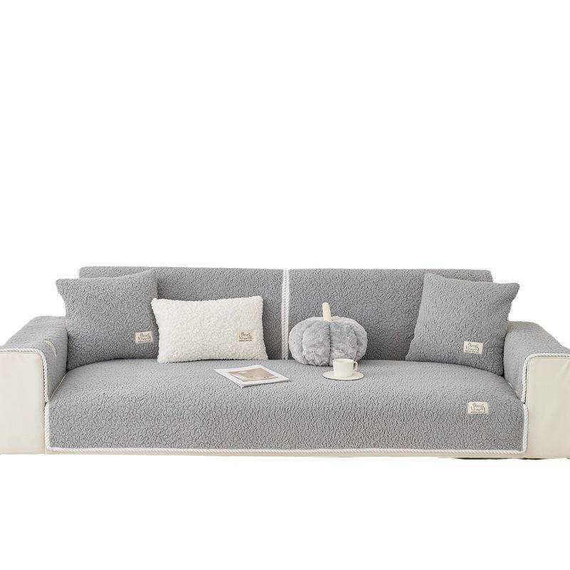 Lamb Wool Sofa Cushion Winter New Cream Wind High-Grade Thickened Non-Slip Leather Seat Cushion Cover Cloth Towel