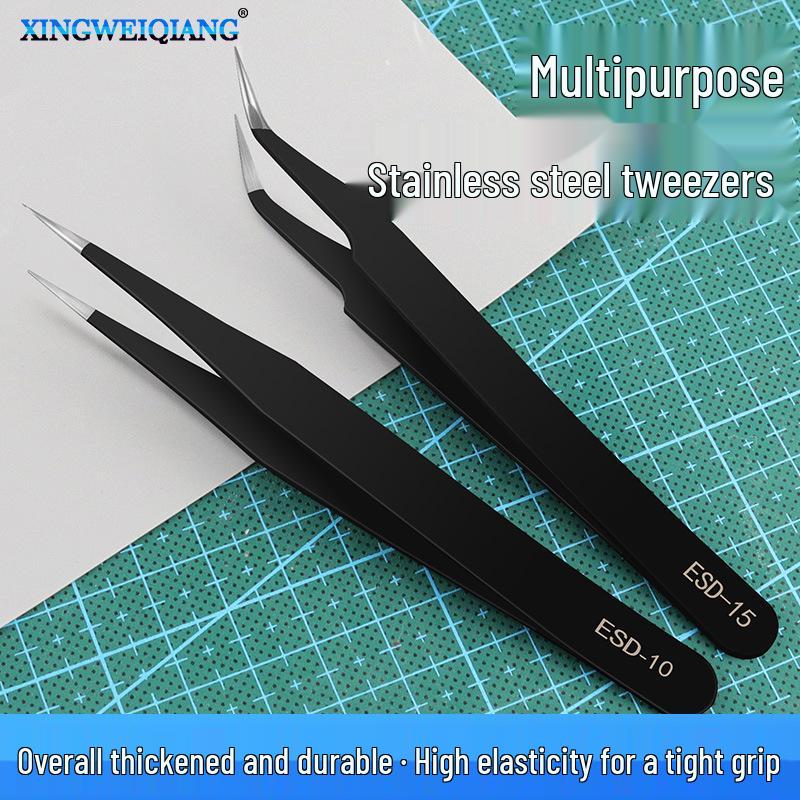 Stainless Steel Eyelash and Blackhead Tweezers for Grafting and Hair Removal.