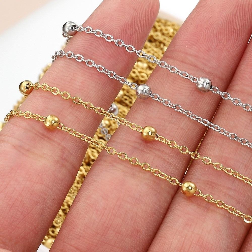 No Fade Ball Chain 2Meters Beads Chains High Quaity Side Spiral Link Chain Jewelry DIY Making