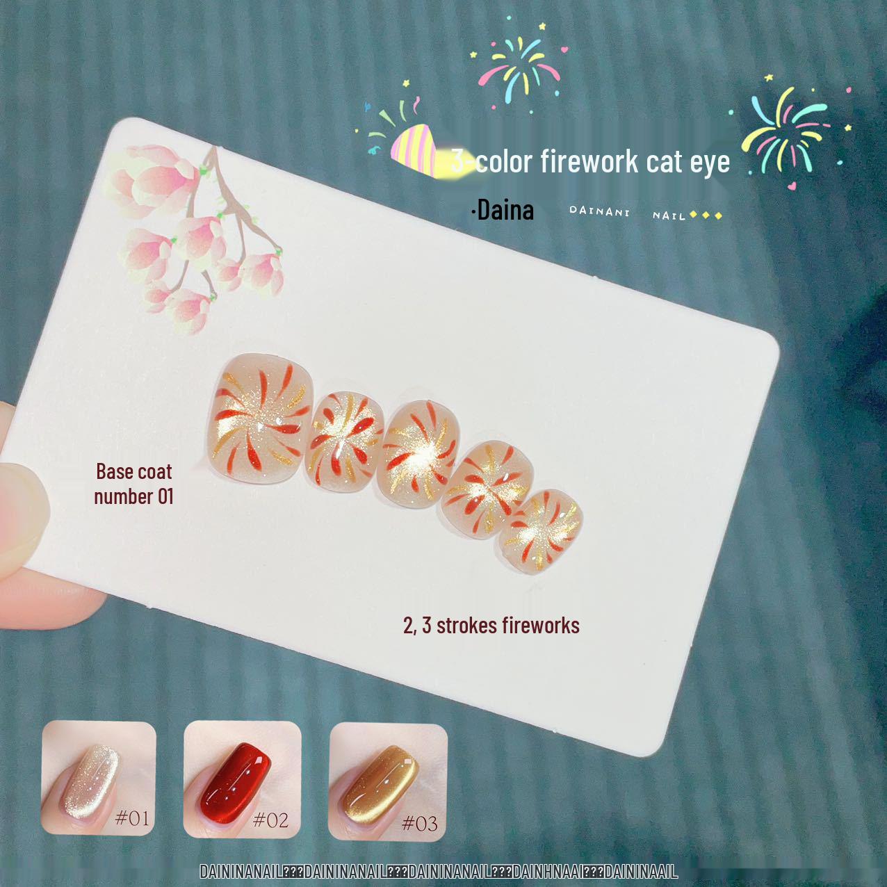 

New Year Bestseller: 3-Color Fireworks Cat Eye Gel Nail Polish Set for Salons – Wearable Light Therapy Gel