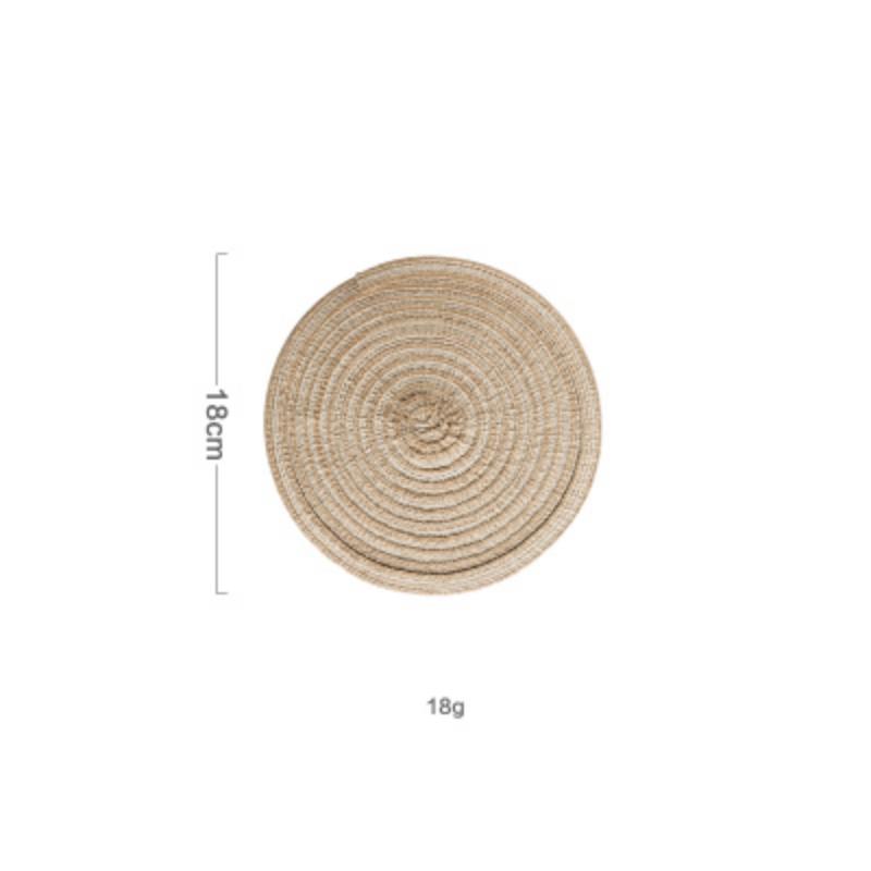 Round Table Mat Woven Ramie Placemats Anti Slip Dining Table Mats Non-Slip Tableware Bowl Pads Kitchen Drink Cup Coasters