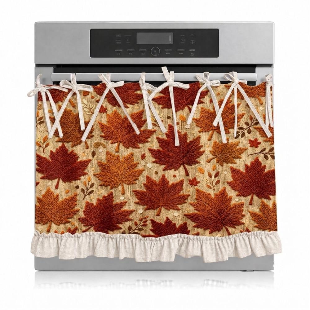 Seasonal Halloween Tie Oven Cover Curtain Pumpkin Ghost Pastoral Style Dishwasher Bow Decor Curtain Snowman Handmade