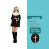 Rochie din Dantelă Cosplay de Călugăriță pentru Femei 2025 - Lungime până la Genunchi, Mânecă Lungă, Ținută de Petrecere